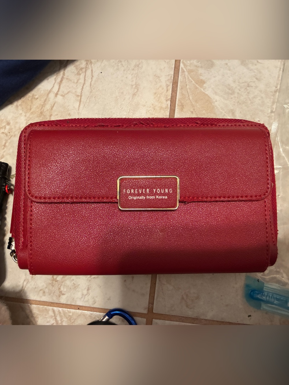 Forever Young Red Zip-Around Clutch Wallet